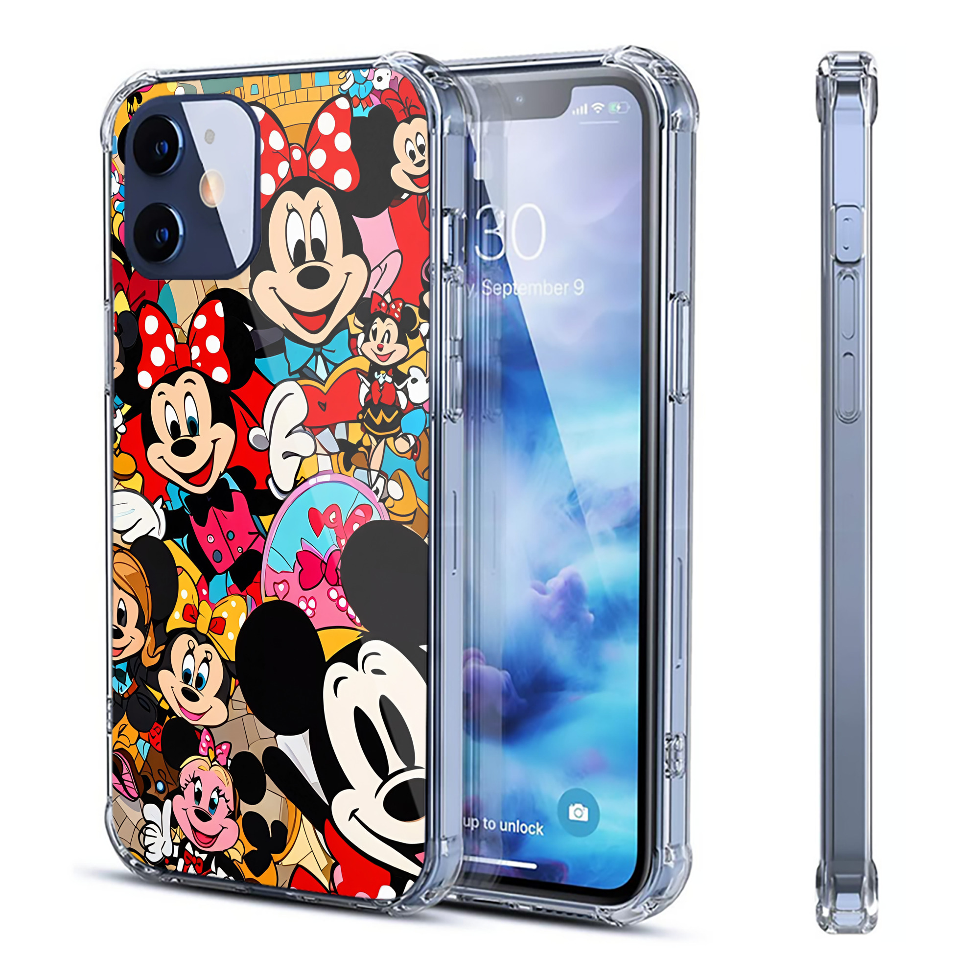 （画像用） ミッキーマウス Mickey Mouse 【iPhone 12シリーズ対応】透明スマホケース（クリアソフトケース）